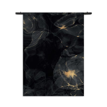 Wandkleed Abstract Marmer Look Zwart met Goud 02 Rechthoek Verticaal