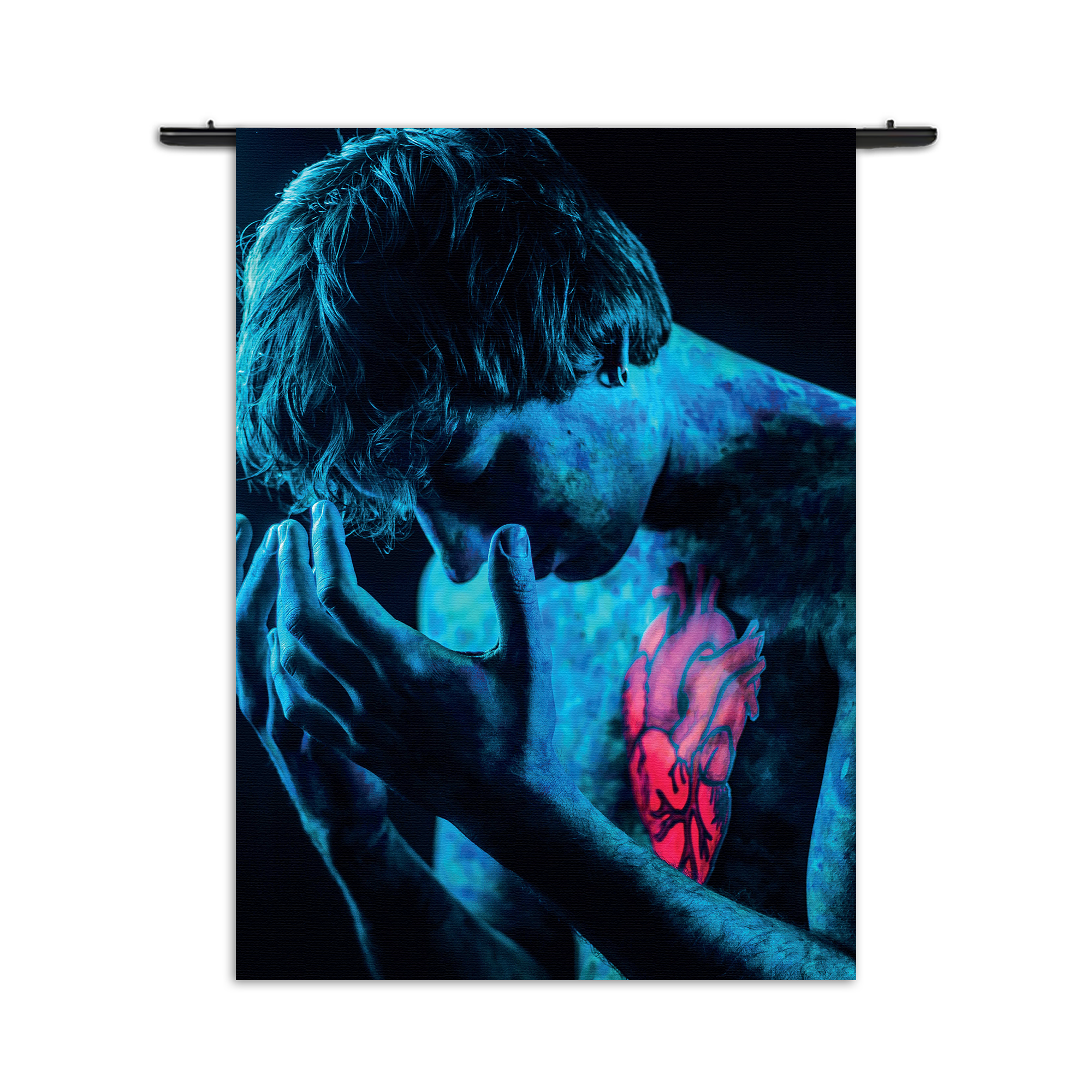 Wandkleed Mystrieuze Man Blauw Rechthoek Verticaal