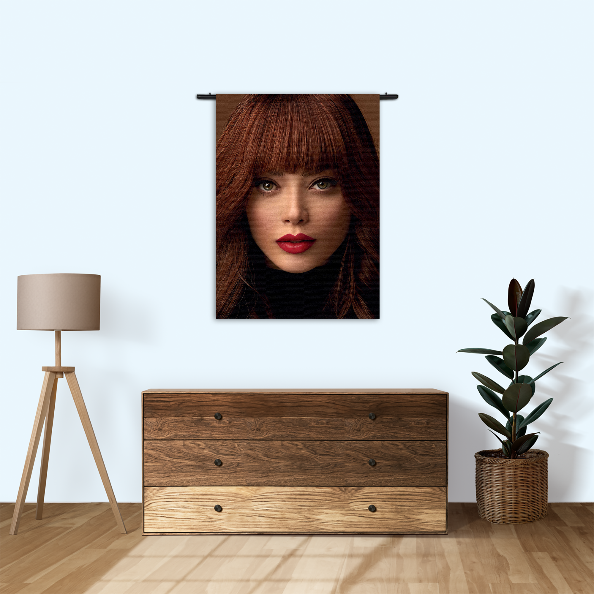 Wandkleed Mooie Vrouw Met Oranje Haar Rechthoek Verticaal Template 50 70 Verticaal Mensen 20 1