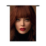 Wandkleed Mooie Vrouw Met Oranje Haar Rechthoek Verticaal