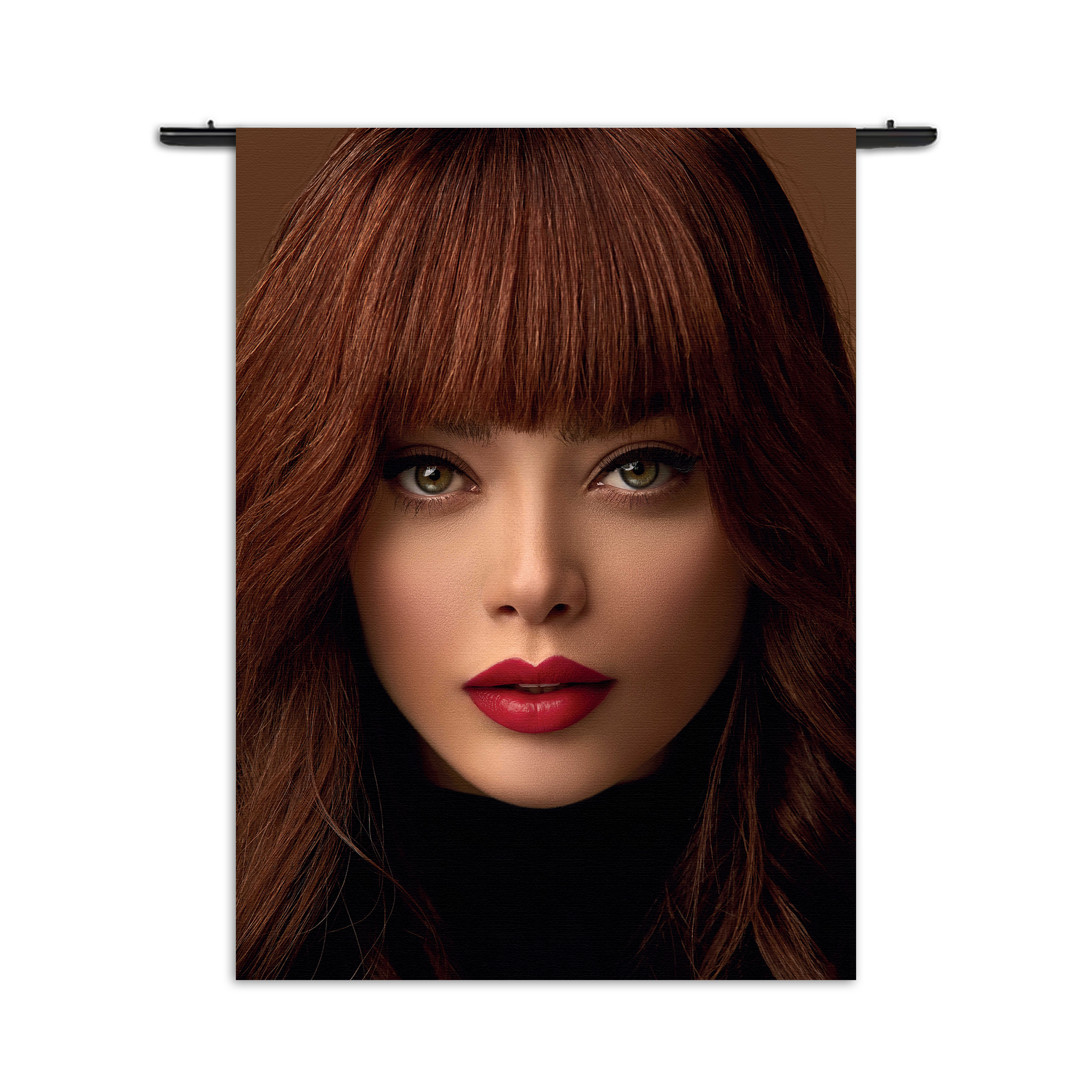Wandkleed Mooie Vrouw Met Oranje Haar Rechthoek Verticaal