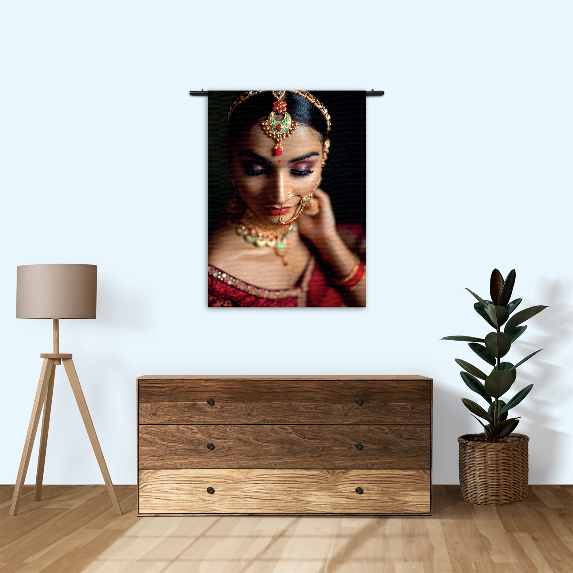 Wandkleed Indiaanse Vrouw In Kostuum Rechthoek Verticaal Template 50 70 Verticaal Mensen 21 1