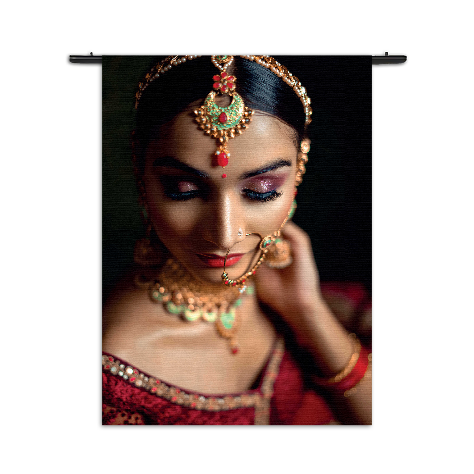 Wandkleed Indiaanse Vrouw In Kostuum Rechthoek Verticaal