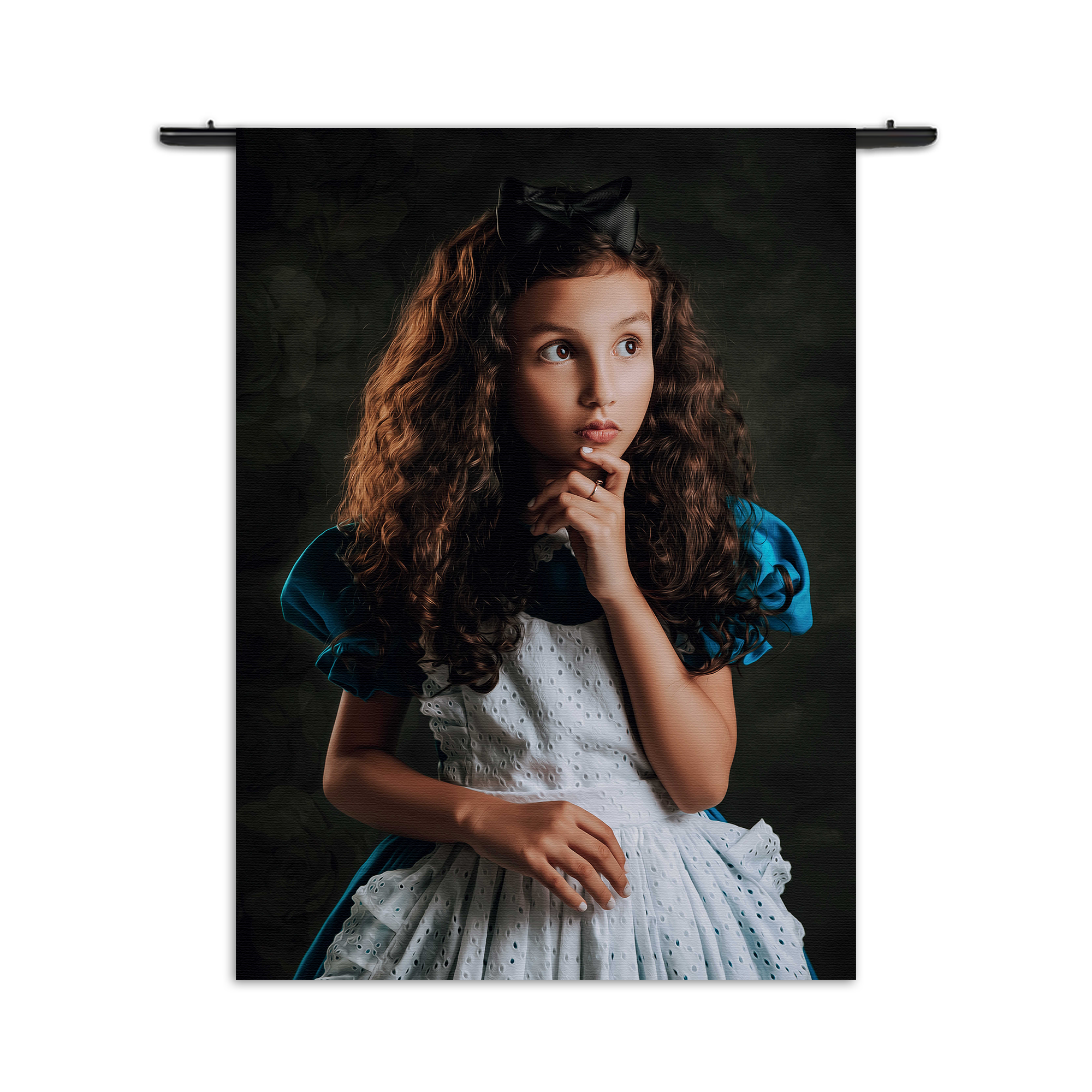 Wandkleed Mooi Jong meisje In Kledij Rechthoek Verticaal