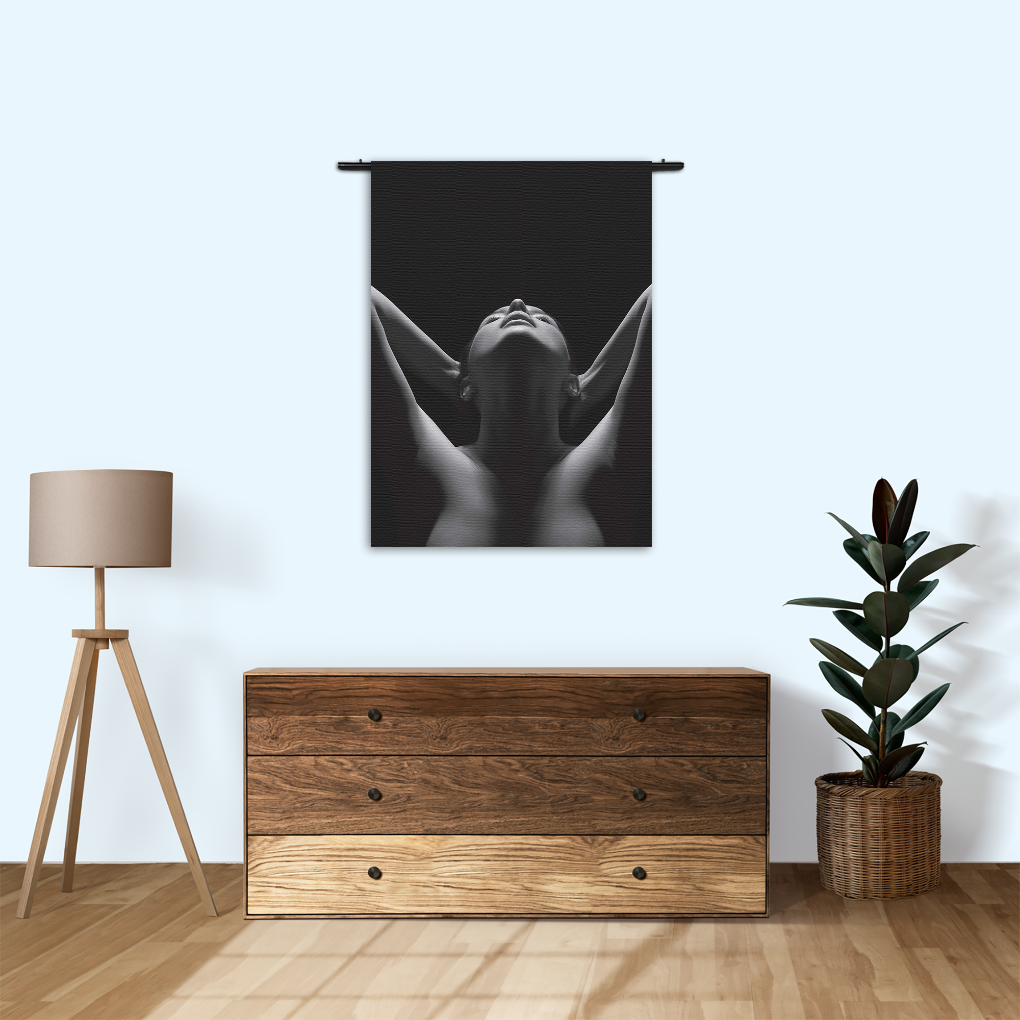 Wandkleed Mooie Vrouw met ontbloot Bovenlichaam Rechthoek Verticaal Template 50 70 Verticaal Mensen 30 1