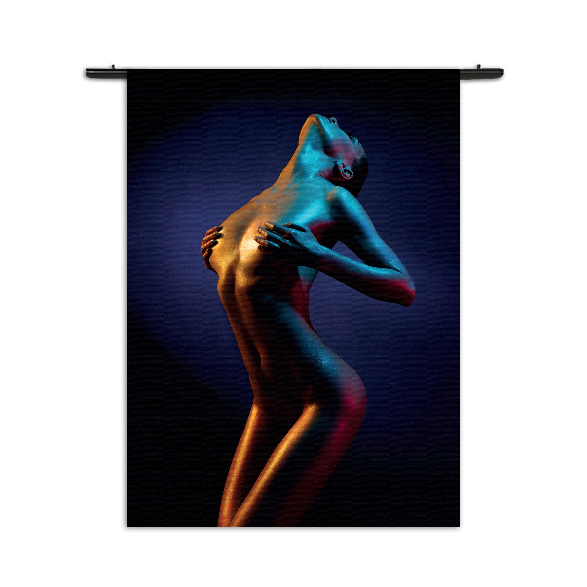 Wandkleed Artistieke Mooie Vrouw Goud 01 Rechthoek Verticaal