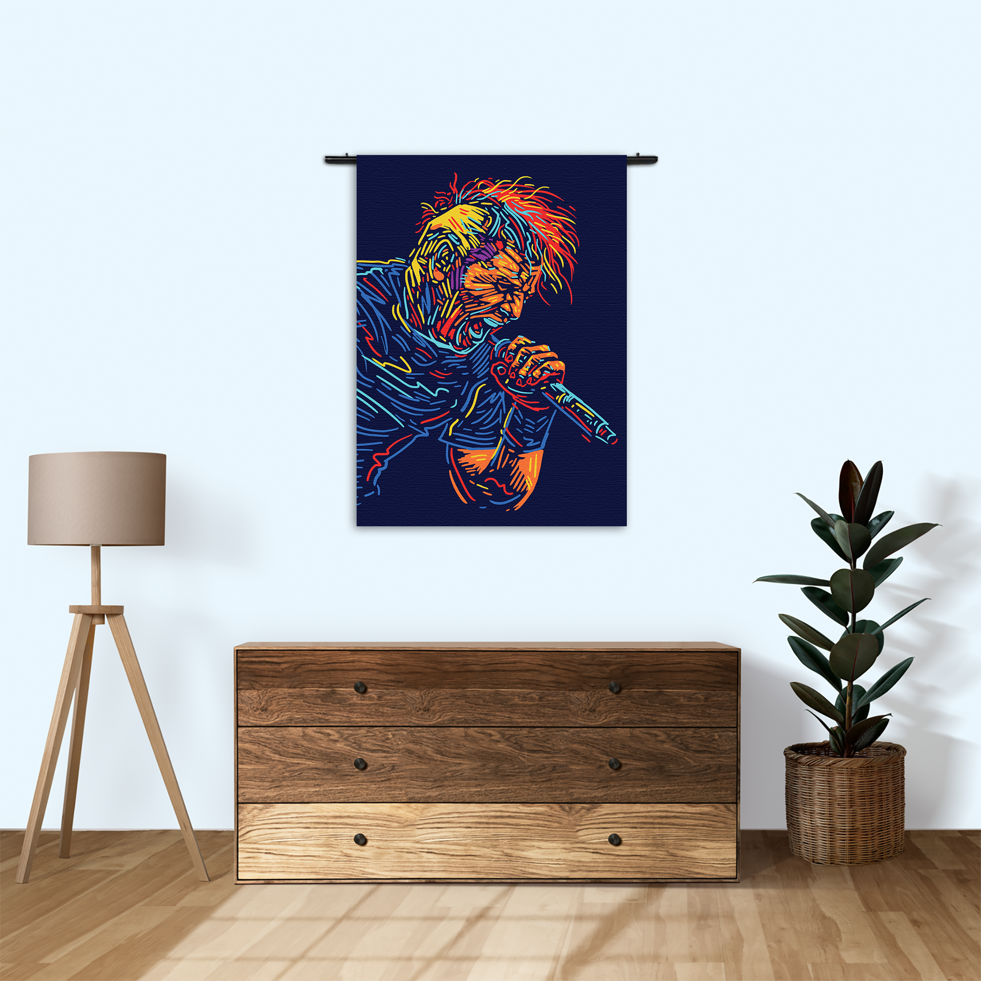 Wandkleed Kleurrijke Zanger 03 Rechthoek Verticaal Template 50 70 Verticaal Muziek 18 1