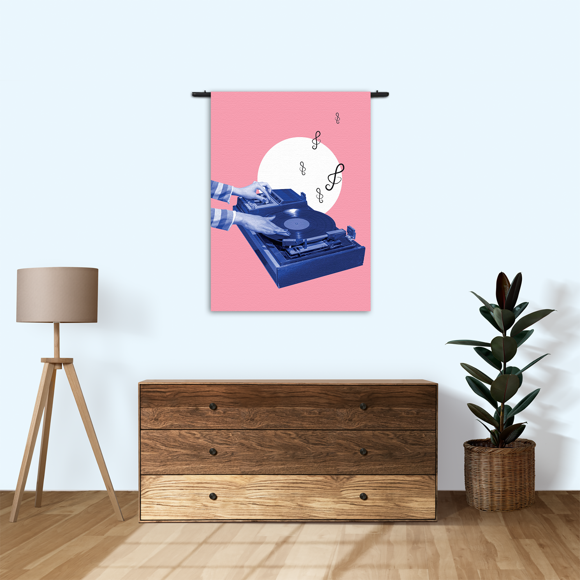 Wandkleed Old School DJ Rechthoek Verticaal Template 50 70 Verticaal Muziek 3 1