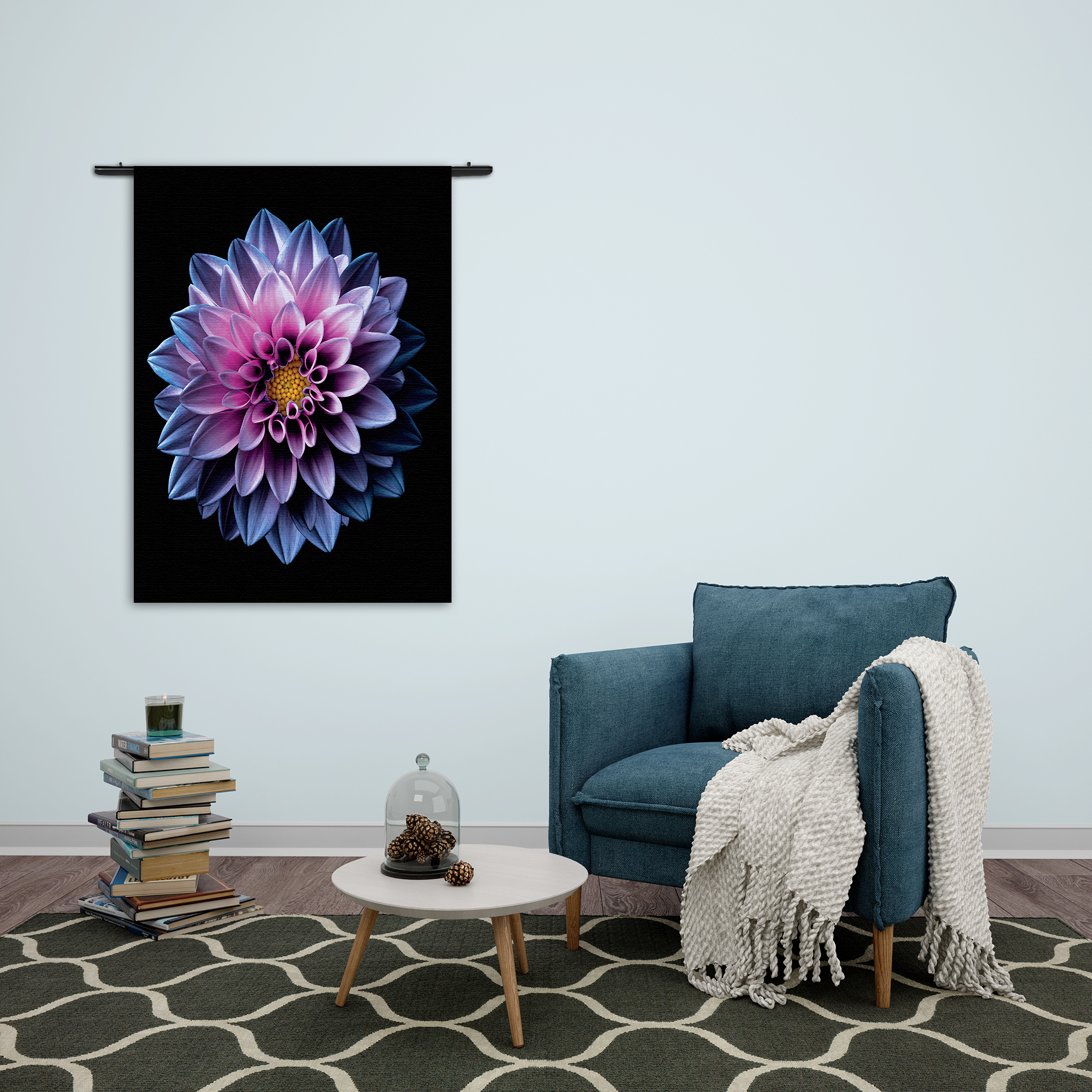 Wandkleed Paarse Dahlia Rechthoek Verticaal Template 50 70 Verticaal Natuur 67 2