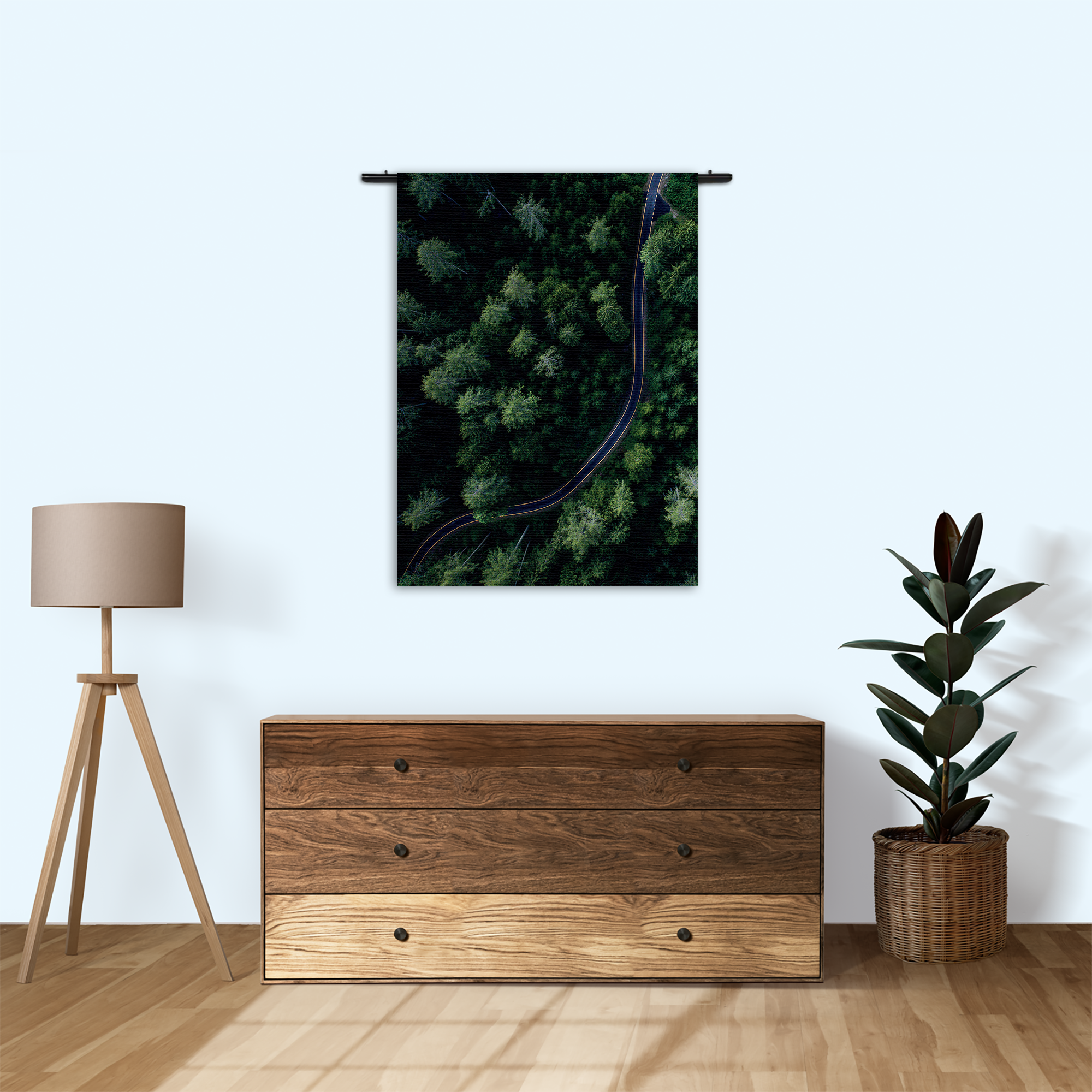 Wandkleed Weg door het bos Rechthoek Verticaal Template 50 70 Verticaal Natuur 74 1