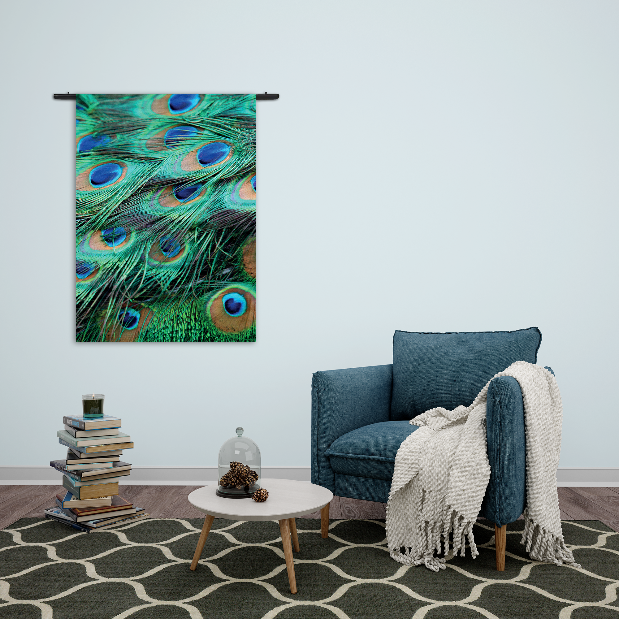 Wandkleed Veren van de Pauw Rechthoek Verticaal Template 50 70 Verticaal Natuur 89 2