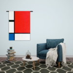 Wandkleed Mondriaan de rode rechthoek Rechthoek Verticaal Template 50 70 Verticaal OM 1 2