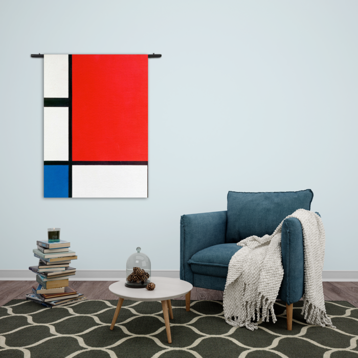 Wandkleed Mondriaan de rode rechthoek Rechthoek Verticaal Template 50 70 Verticaal OM 1 2