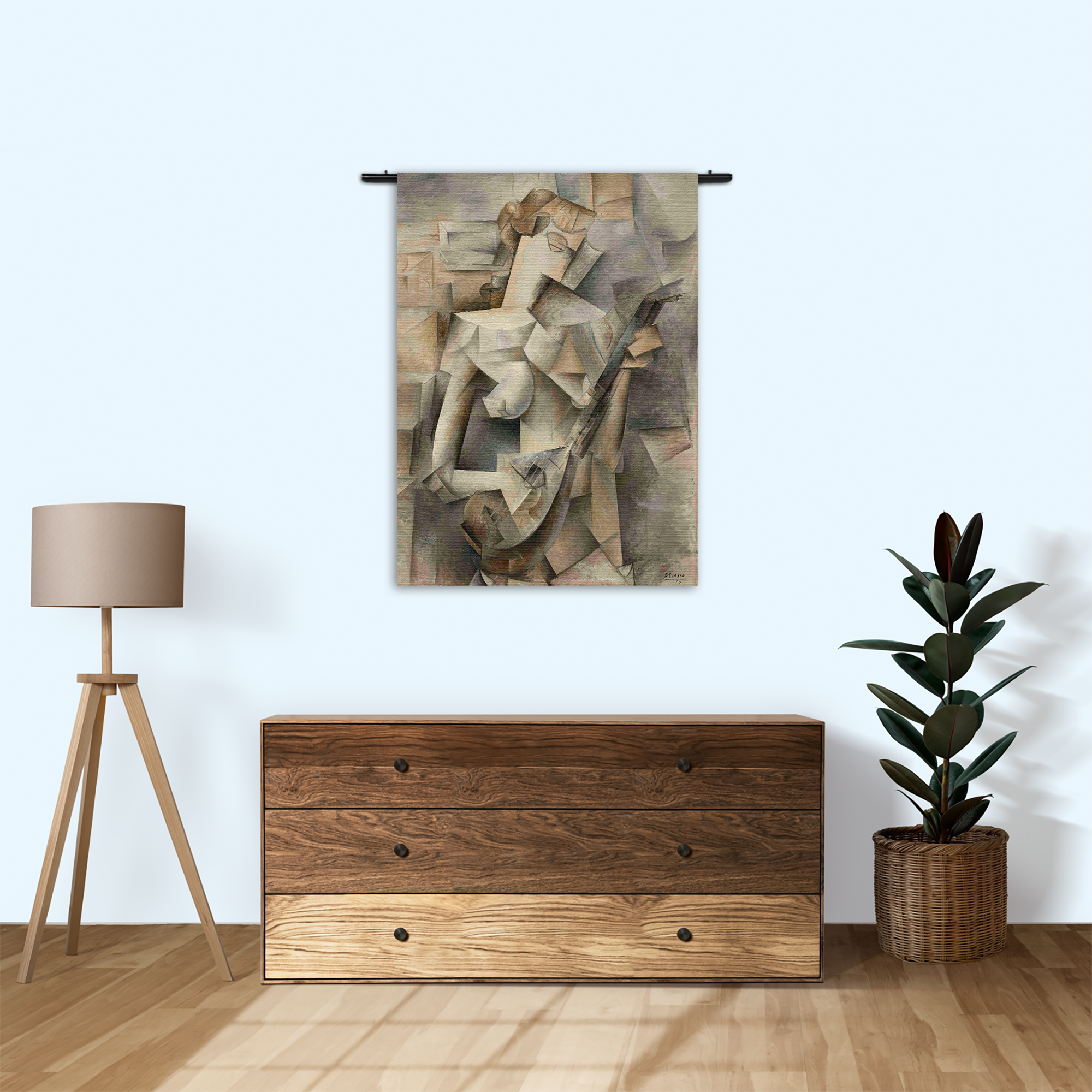 Wandkleed Picasso Meisje met een mandoline 1910 Rechthoek Verticaal Template 50 70 Verticaal OM 21 1