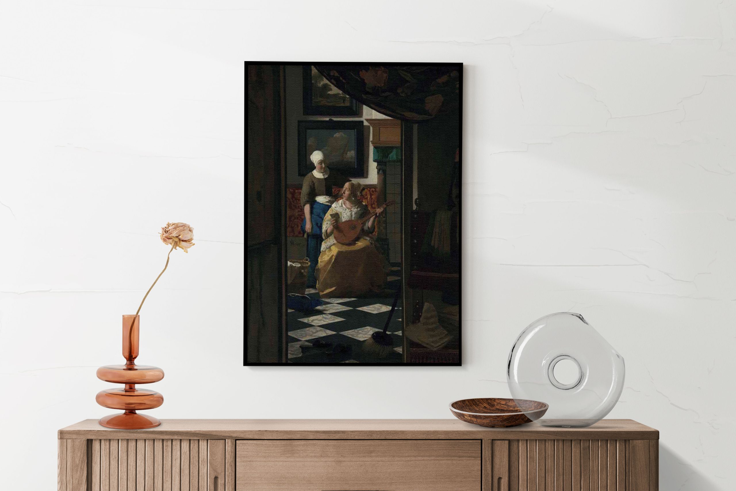 Akoestisch Schilderij Johannes Vermeer De liefdes brief 1669 Rechthoek Verticaal Template 50 70 Verticaal OM 27 2 scaled 1