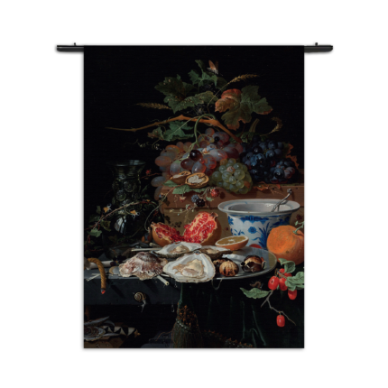 Wandkleed Abraham Mignon Stilleven met vruchten, oesters en een porseleinen kom 1660-1679 Rechthoek Verticaal