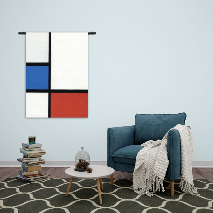 Wandkleed Mondriaan de Blauwe vlakte Rechthoek Verticaal Template 50 70 Verticaal OM 3 2