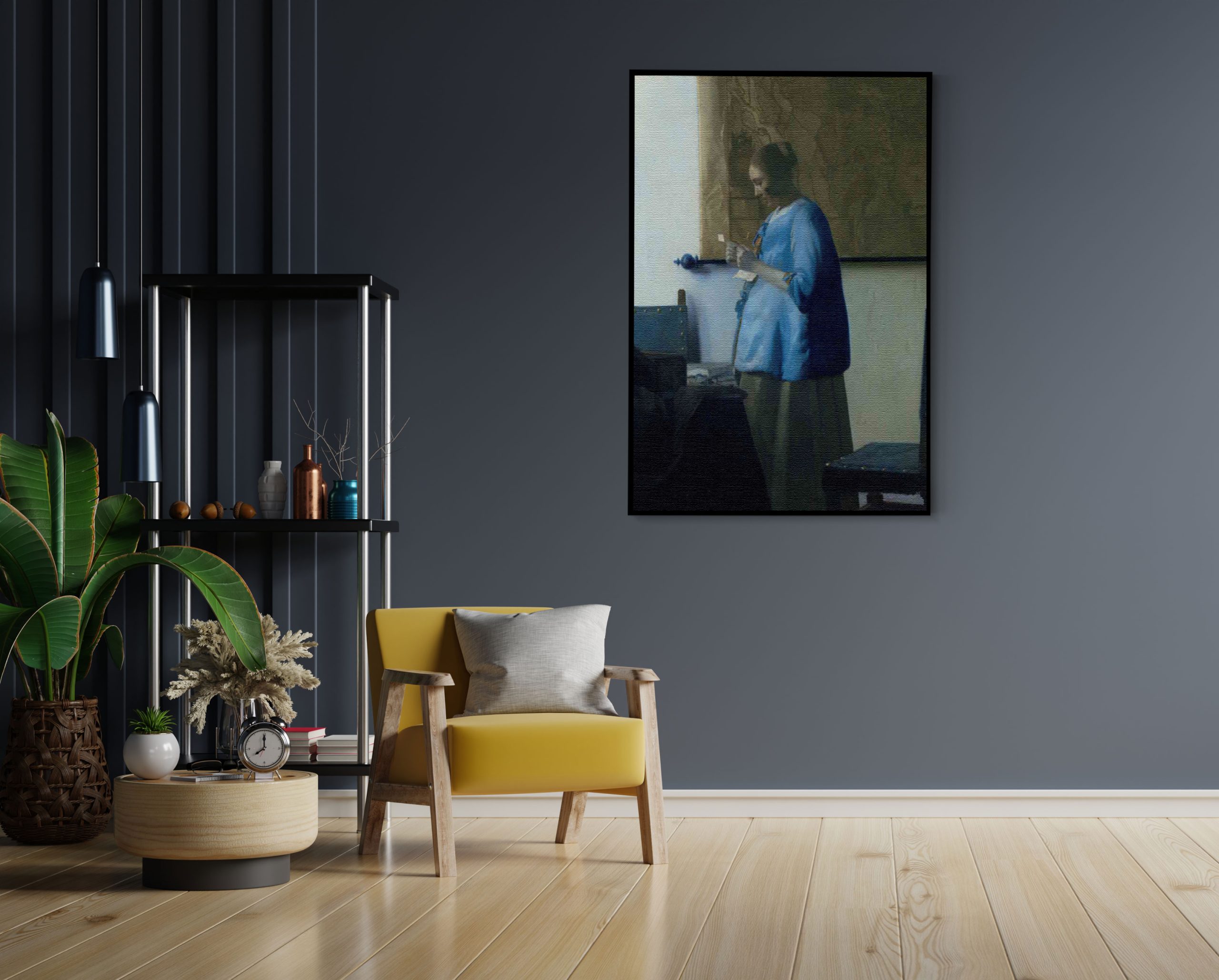 Akoestisch Schilderij Johannes Vermeer Vrouw die een Brief leest 1663 Rechthoek Verticaal Template 50 70 Verticaal OM 32 1 scaled 1