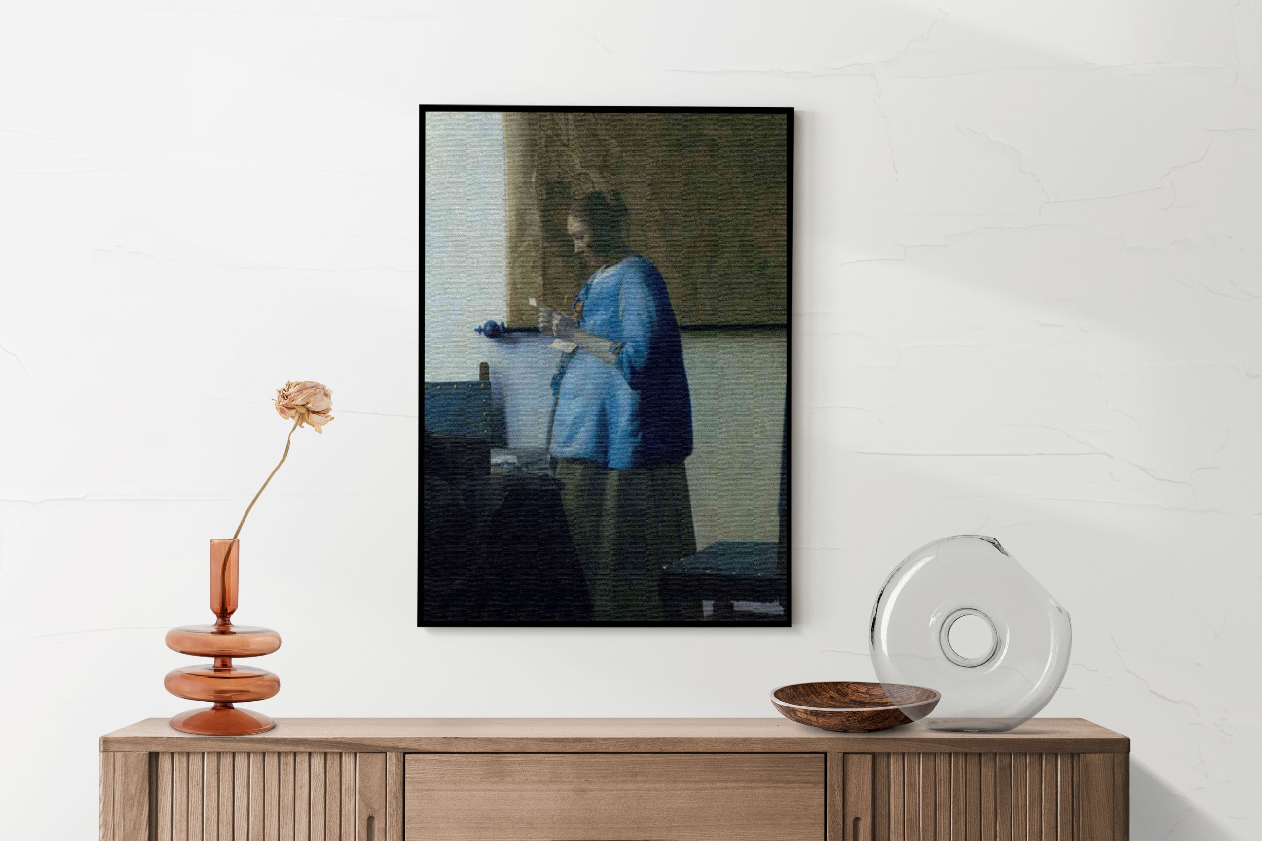 Akoestisch Schilderij Johannes Vermeer Vrouw die een Brief leest 1663 Rechthoek Verticaal Template 50 70 Verticaal OM 32 2 scaled 1