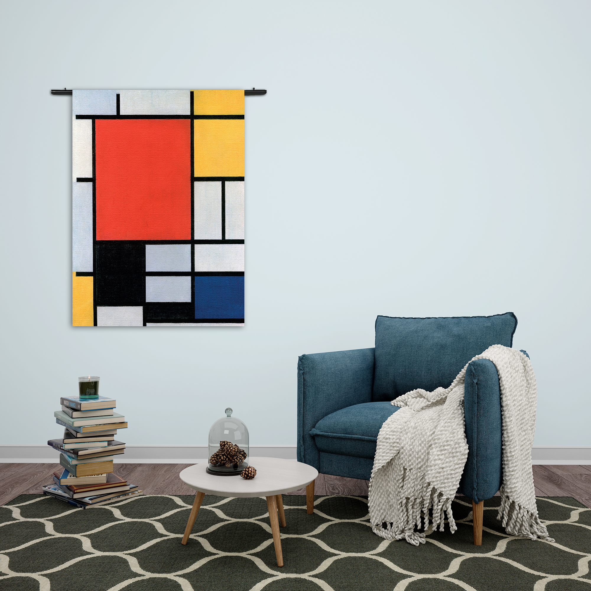 Wandkleed Mondriaan Gele Hokjes Rechthoek Verticaal Template 50 70 Verticaal OM 4 2