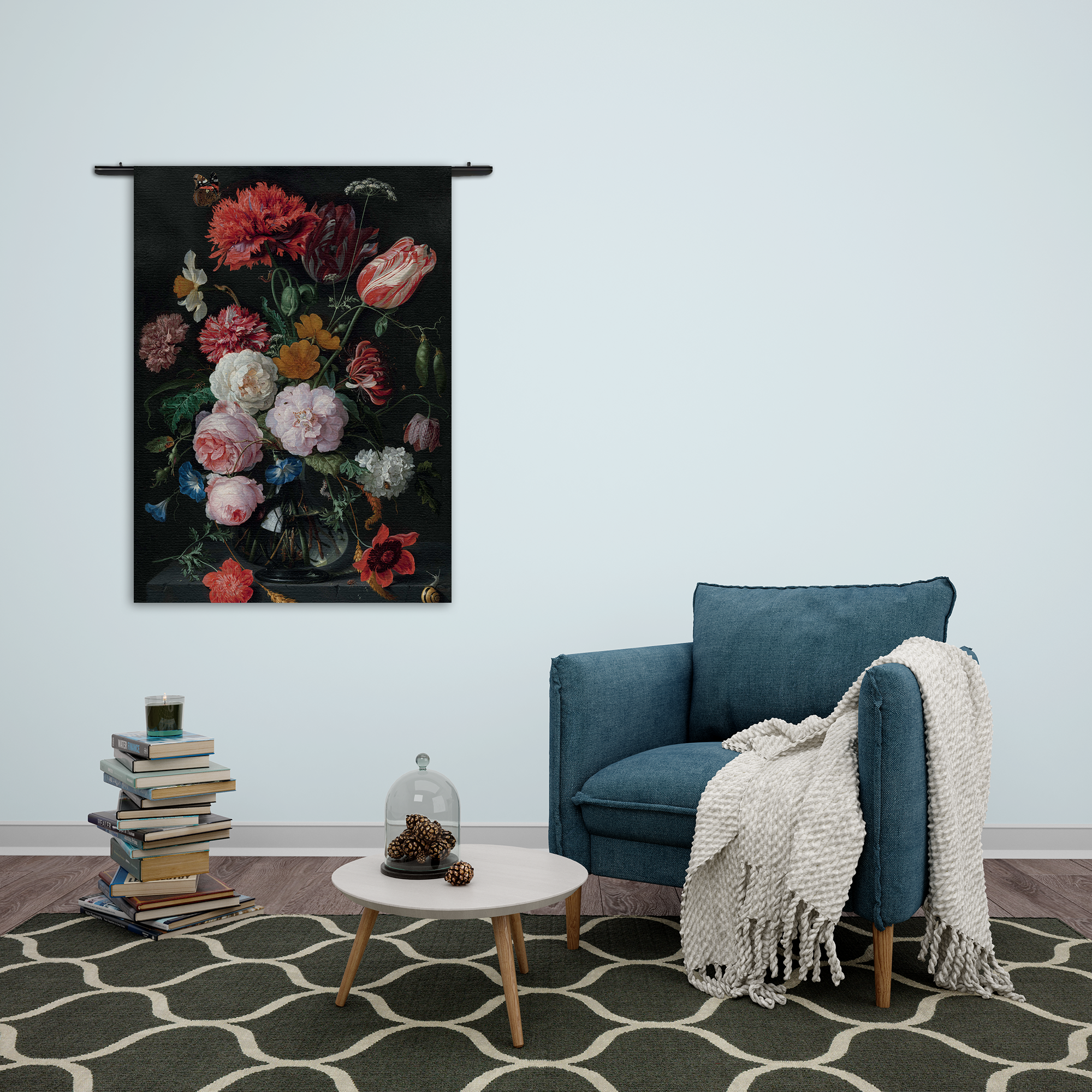 Wandkleed Jan Davidsz Bloemen in een glazen vaas 1716 Rechthoek Verticaal Template 50 70 Verticaal OM 5 2