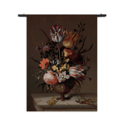 Wandkleed Jacob Marrel Stilleven met bloemenvaas en dode kikvors 1634 Rechthoek Verticaal