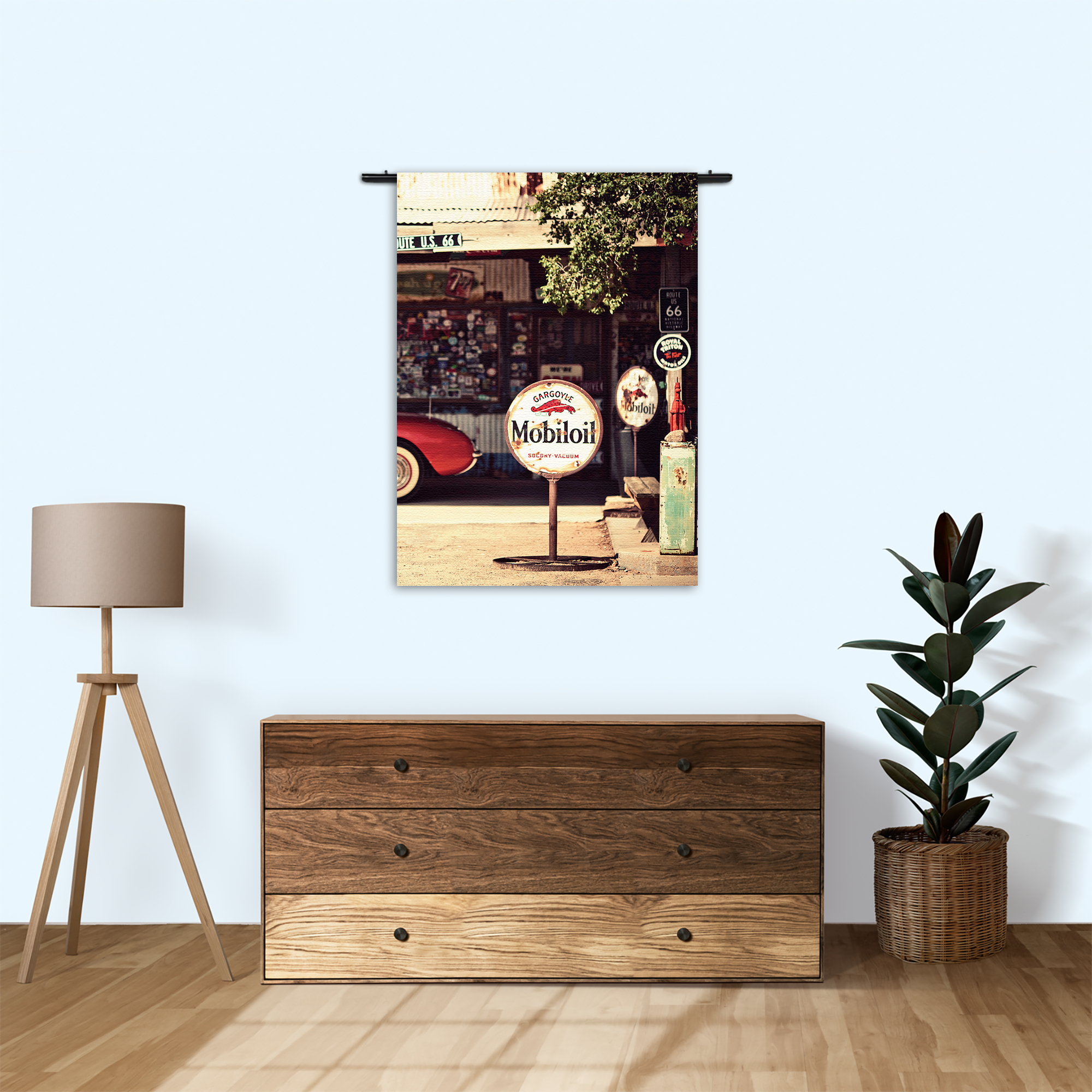 Wandkleed Route 66 Rechthoek Verticaal Template 50 70 Verticaal Retro 12 1