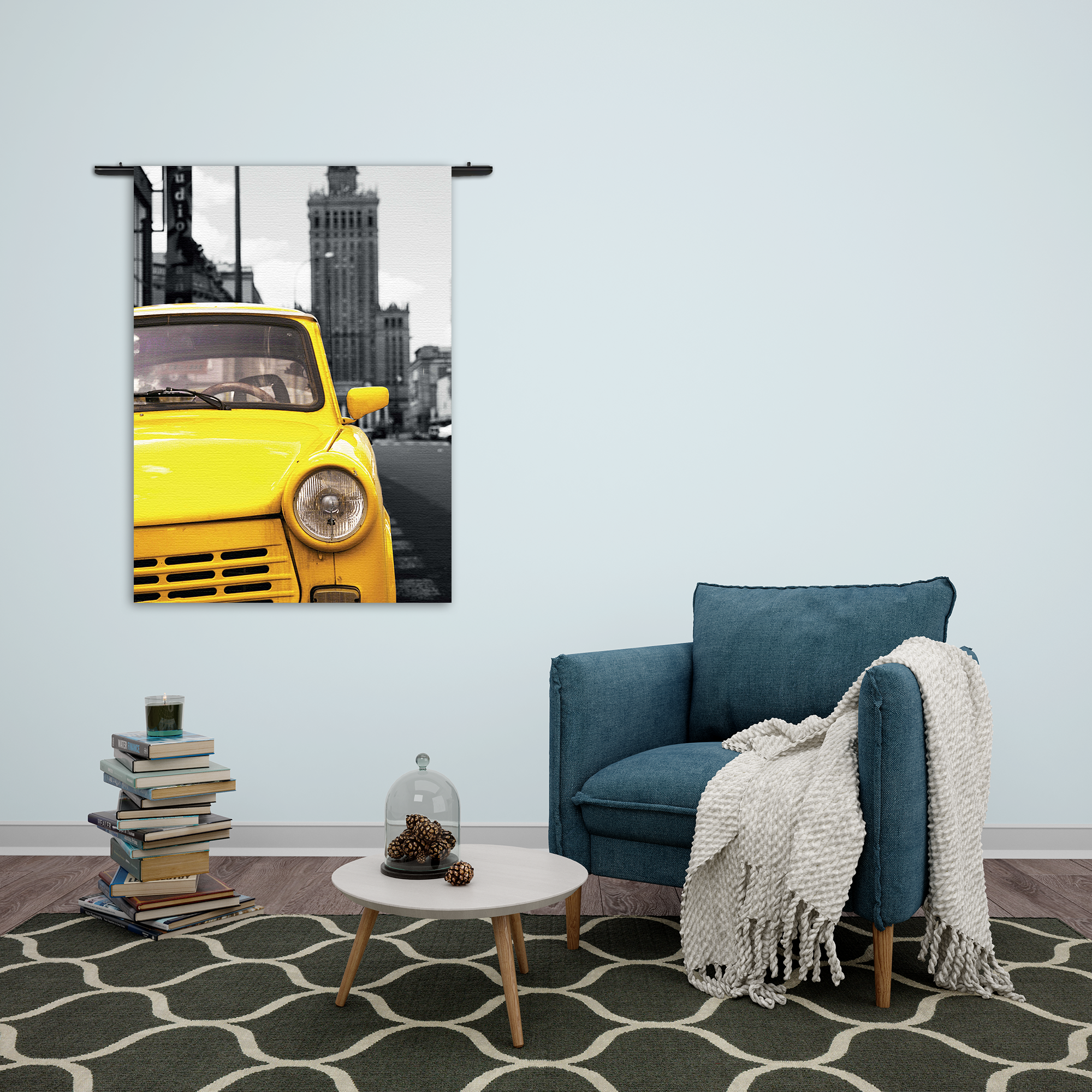 Wandkleed Old School Gele Taxi 02 Rechthoek Verticaal Template 50 70 Verticaal Retro 16 2