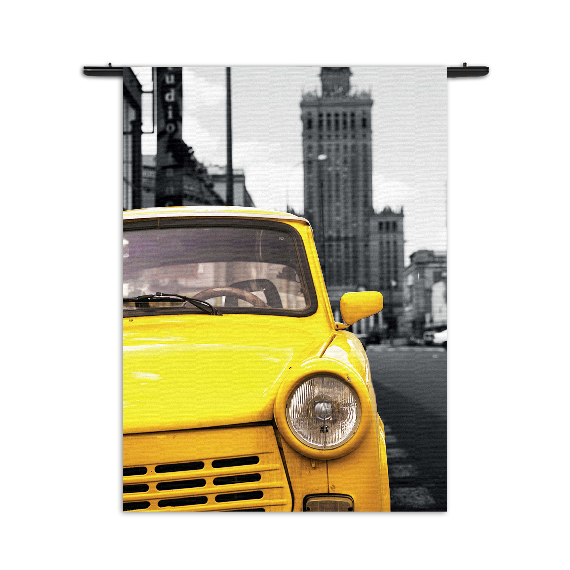 Wandkleed Old School Gele Taxi 02 Rechthoek Verticaal