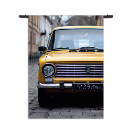Wandkleed Old School Gele Taxi 01 Rechthoek Verticaal