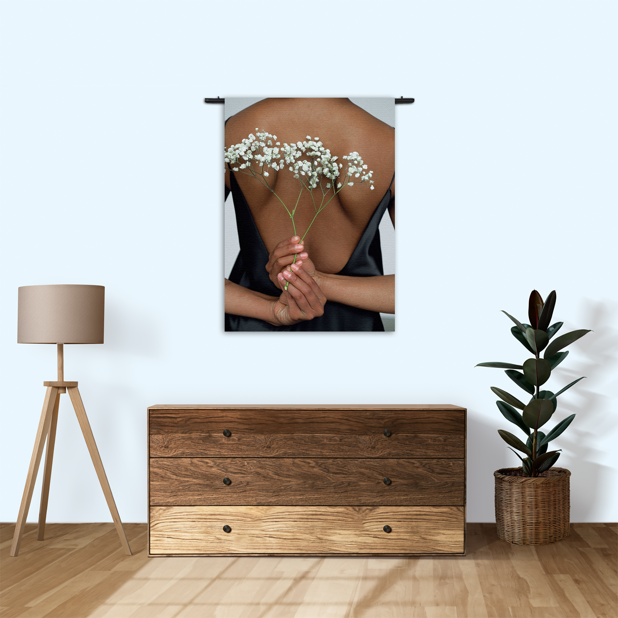 Wandkleed Witte Gipskruid Rechthoek Verticaal Template 50 70 Verticaal Romantisch 2 1