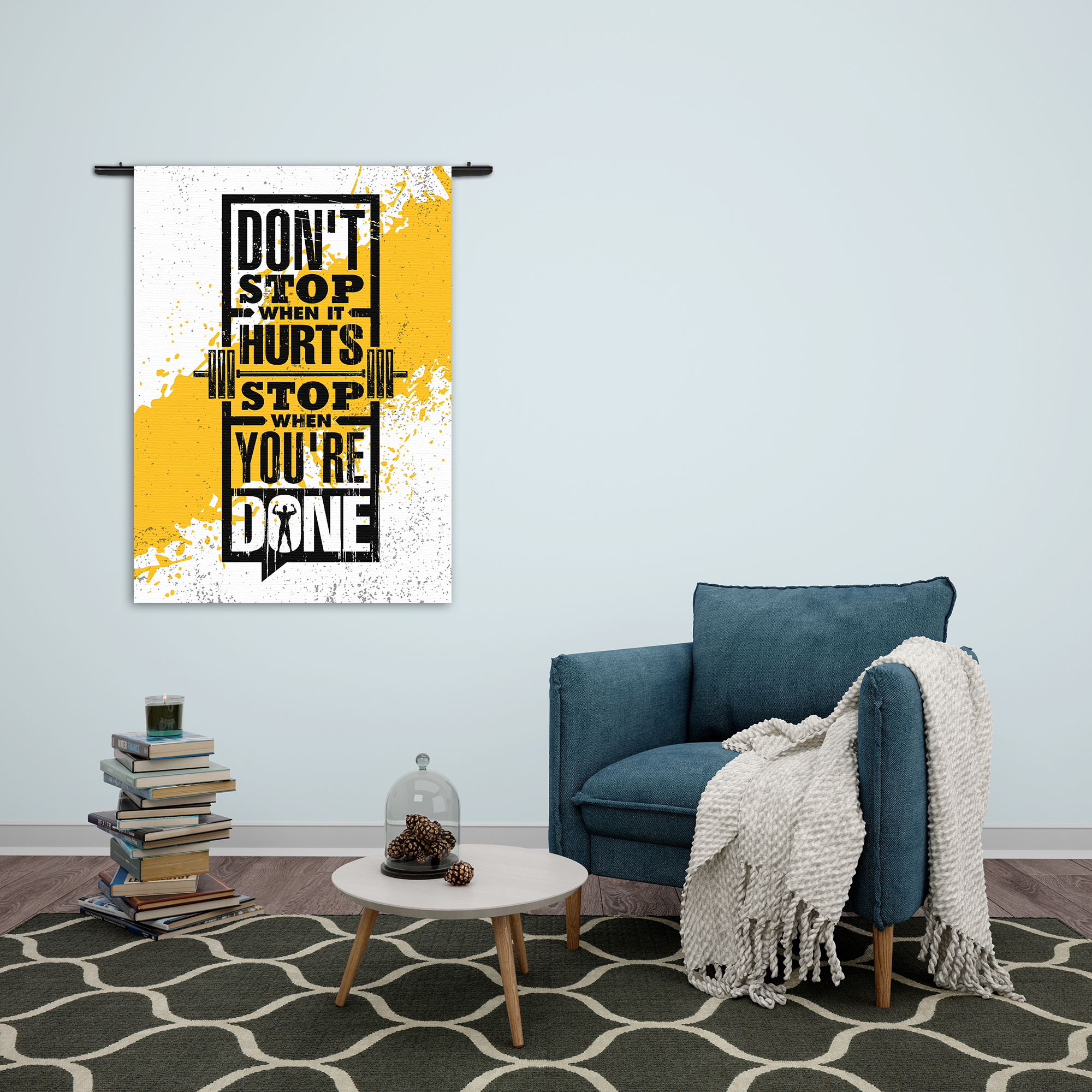 Wandkleed Don't Stop When It Hurts, Stop When You're Done Rechthoek Verticaal Template 50 70 Verticaal Sport 11 2