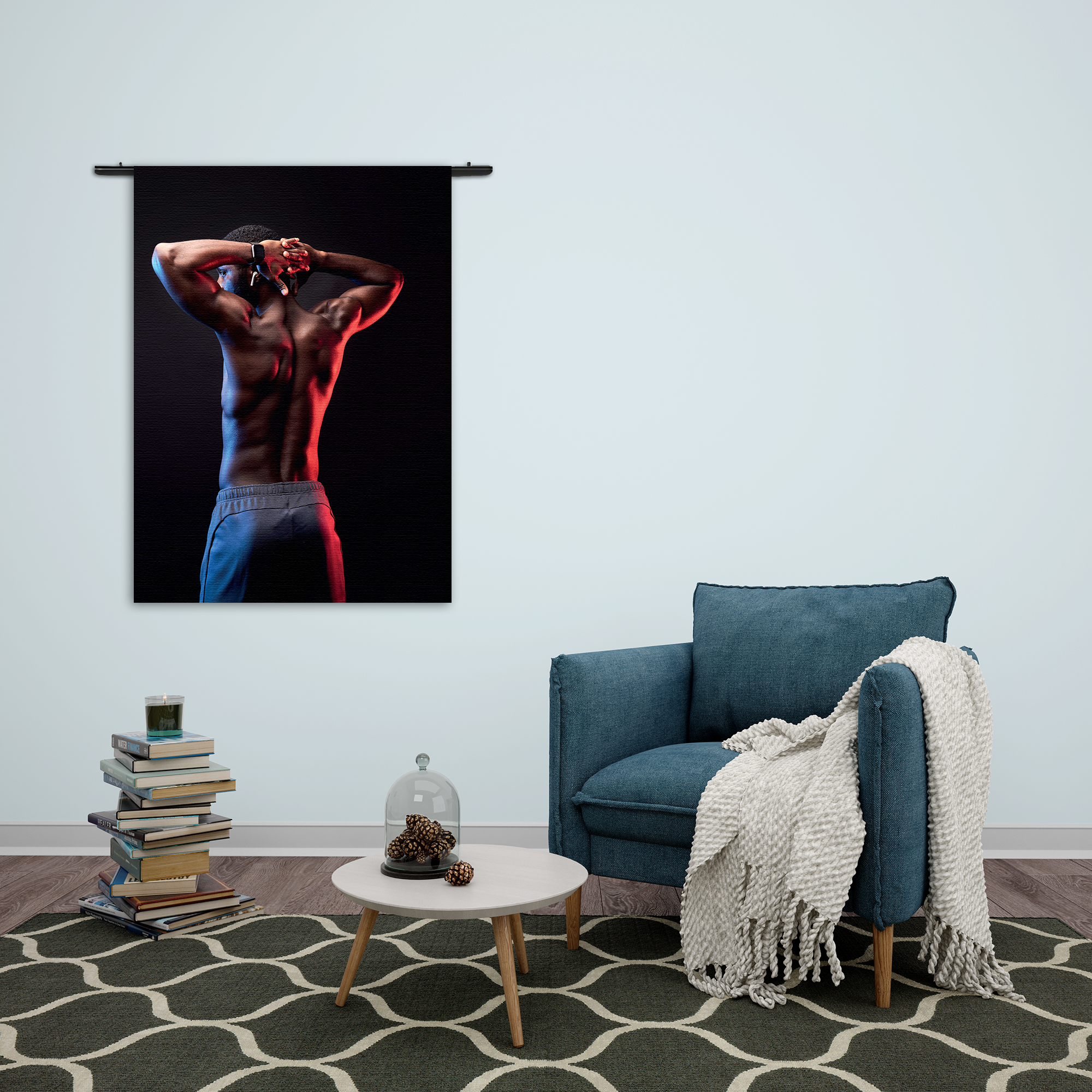 Wandkleed Sportieve Donkere Man Rechthoek Verticaal Template 50 70 Verticaal Sport 19 2