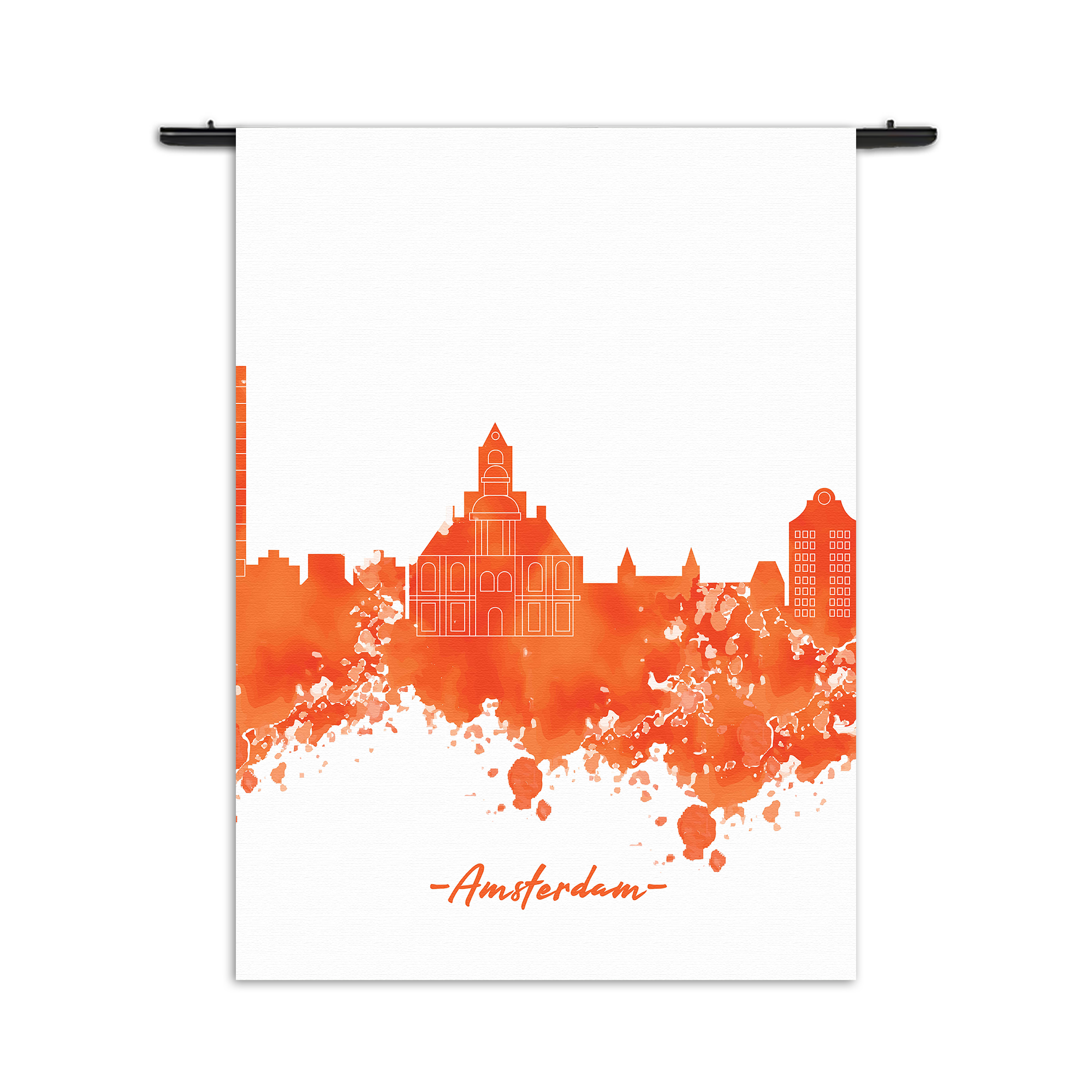 Wandkleed Skyline Amsterdam Watercolor Paint Rechthoek Verticaal