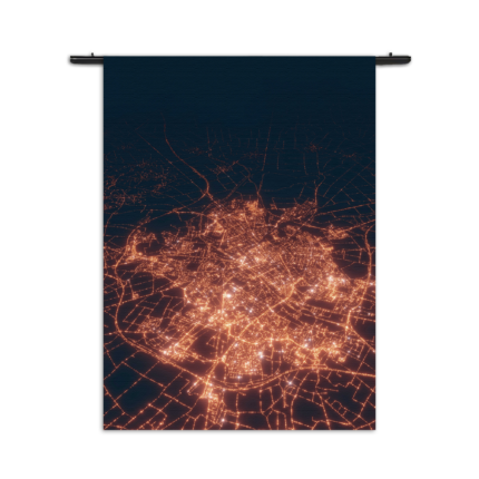 Wandkleed Luchtfoto Nacht 01 Rechthoek Verticaal