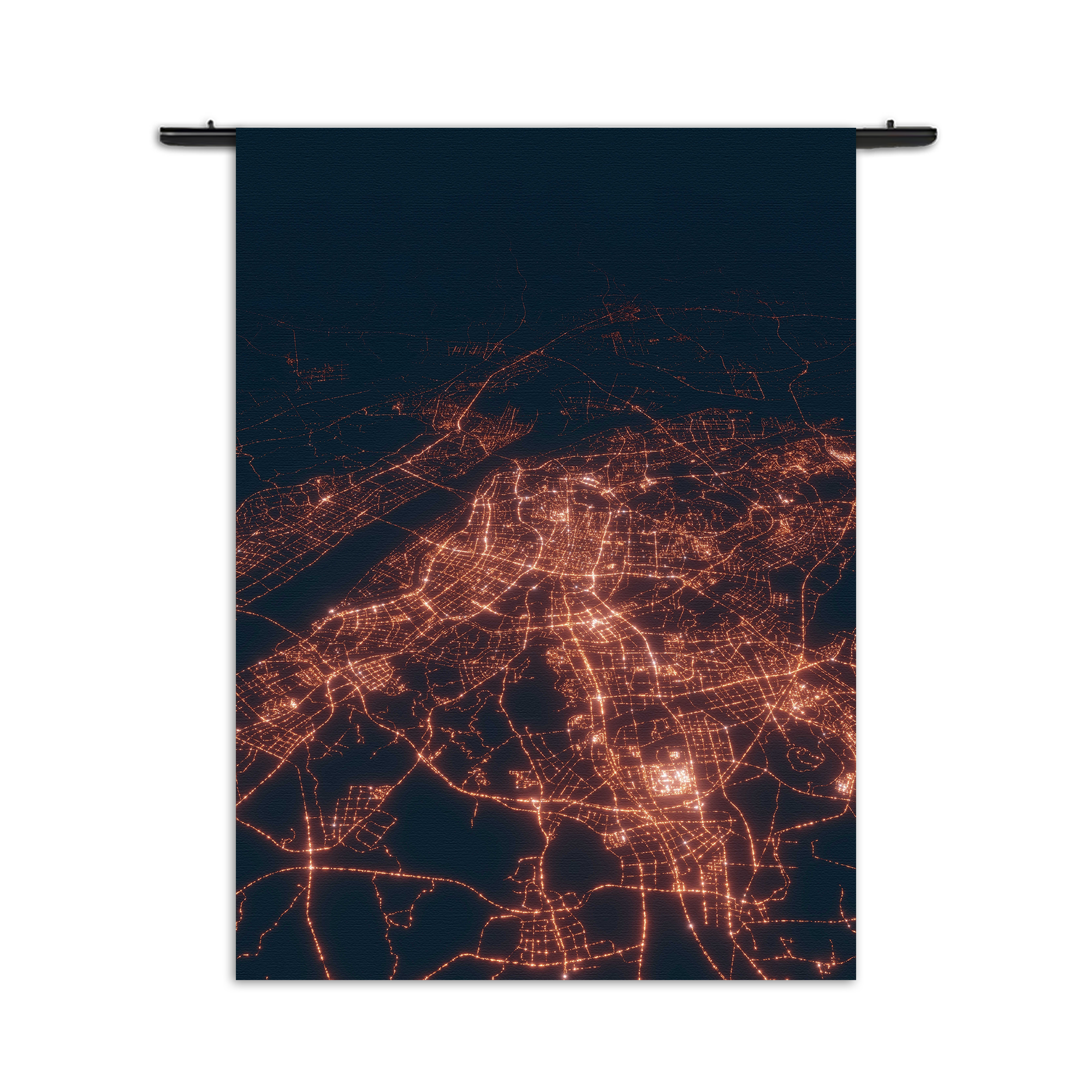 Wandkleed Luchtfoto Nacht 02 Rechthoek Verticaal
