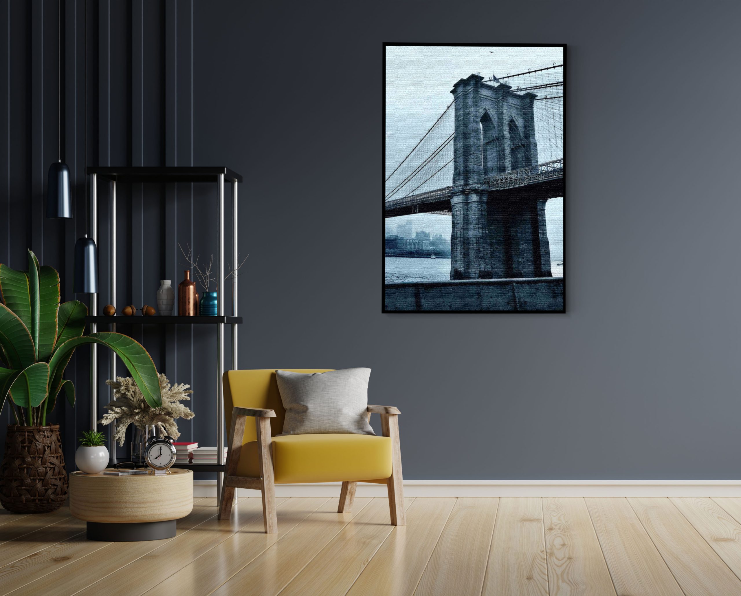 Akoestisch Schilderij Brooklyn Bridge New York Zwart Wit Rechthoek Verticaal Template 50 70 Verticaal Steden 28 1 scaled 1