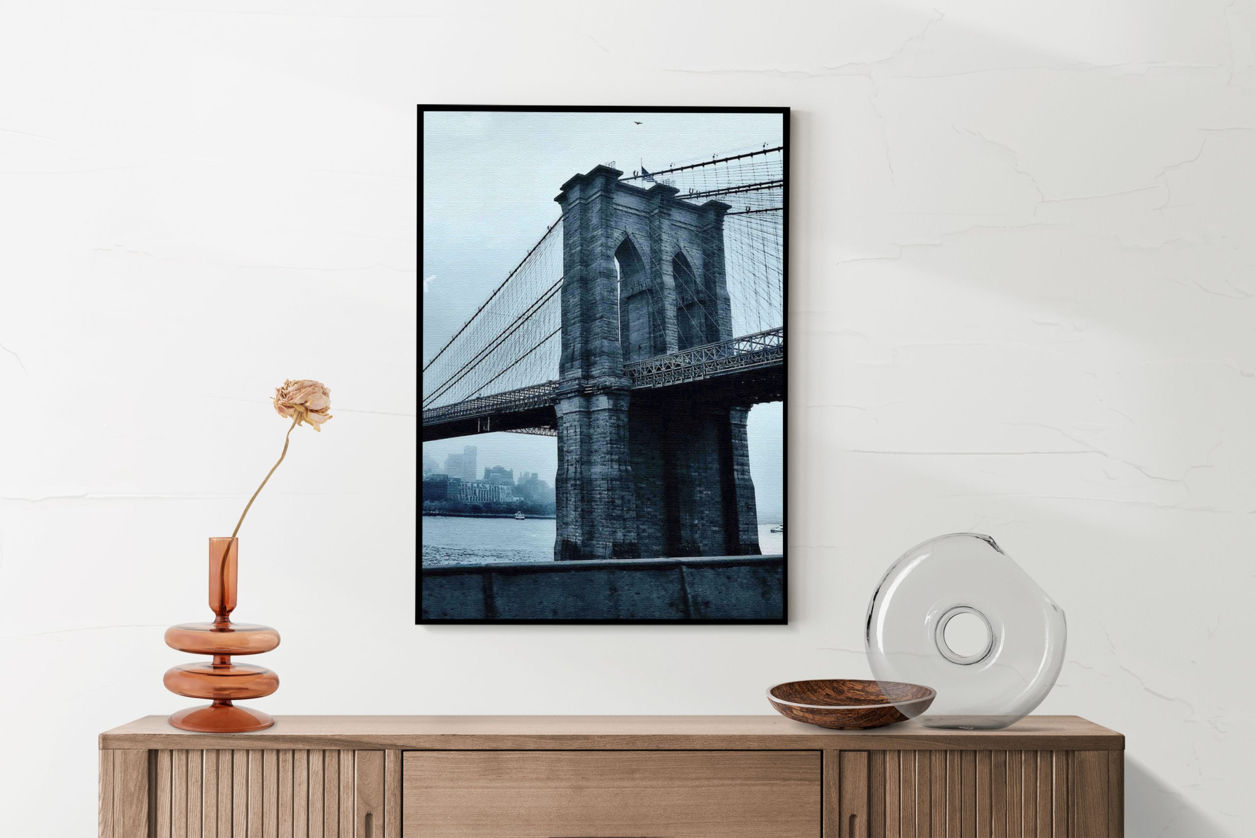 Akoestisch Schilderij Brooklyn Bridge New York Zwart Wit Rechthoek Verticaal Template 50 70 Verticaal Steden 28 2 scaled 1