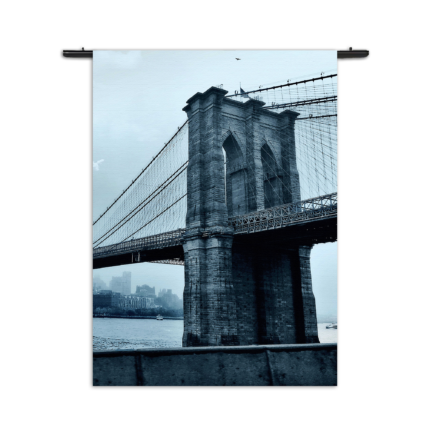 Wandkleed Brooklyn Bridge New York Zwart Wit Rechthoek Verticaal