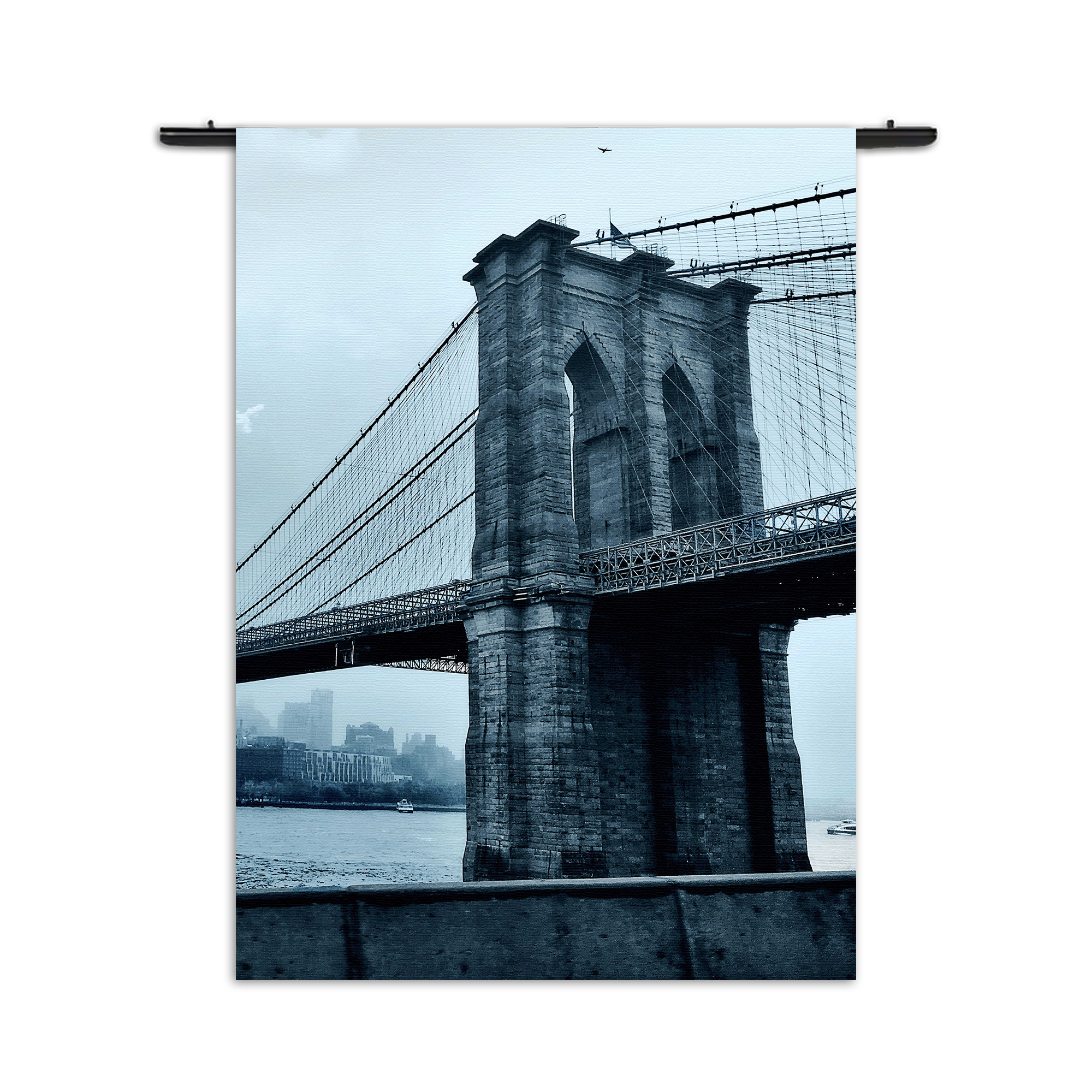 Wandkleed Brooklyn Bridge New York Zwart Wit Rechthoek Verticaal
