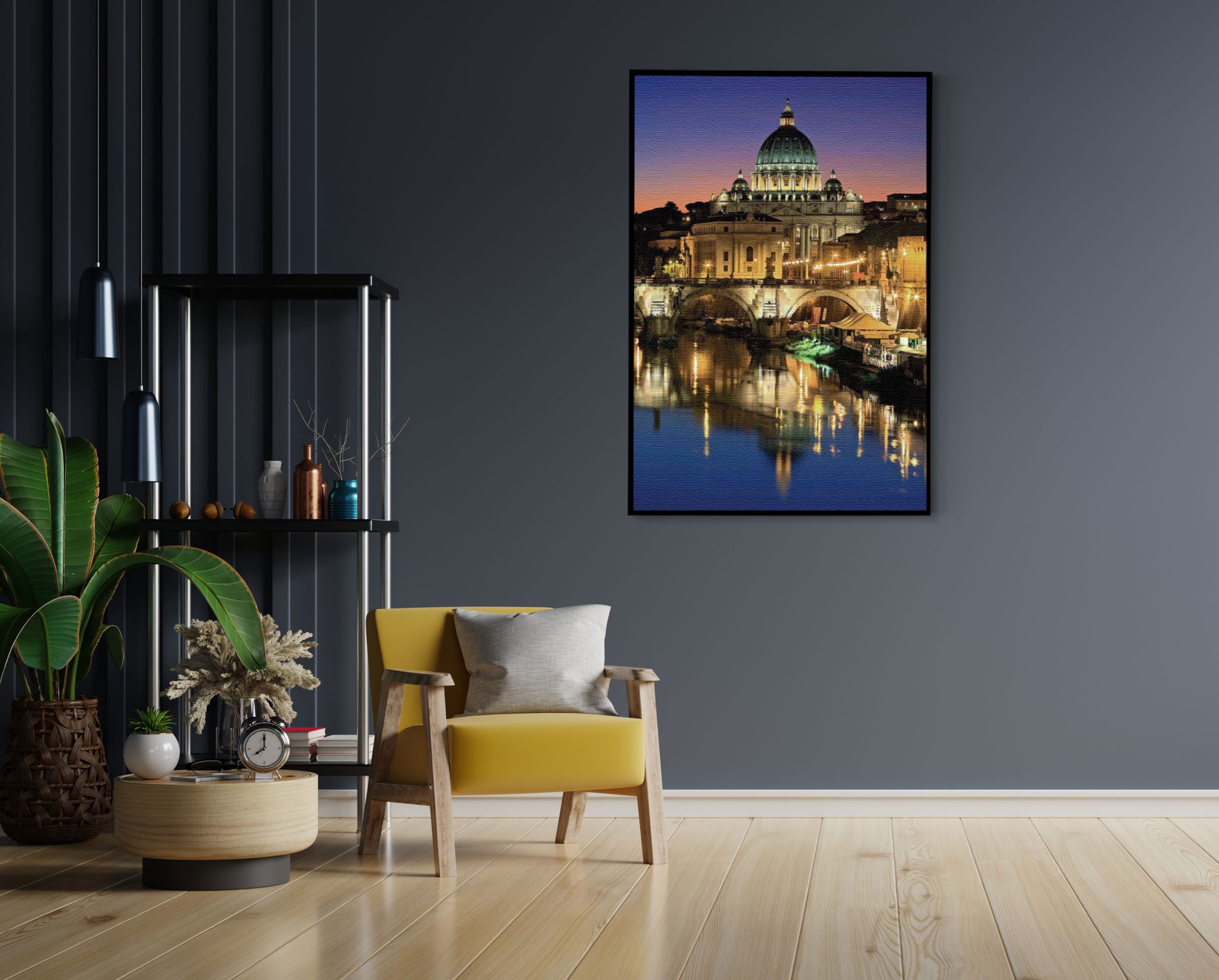 Akoestisch Schilderij Rivier Tiber Rome at Night Rechthoek Verticaal Template 50 70 Verticaal Steden 29 scaled 1