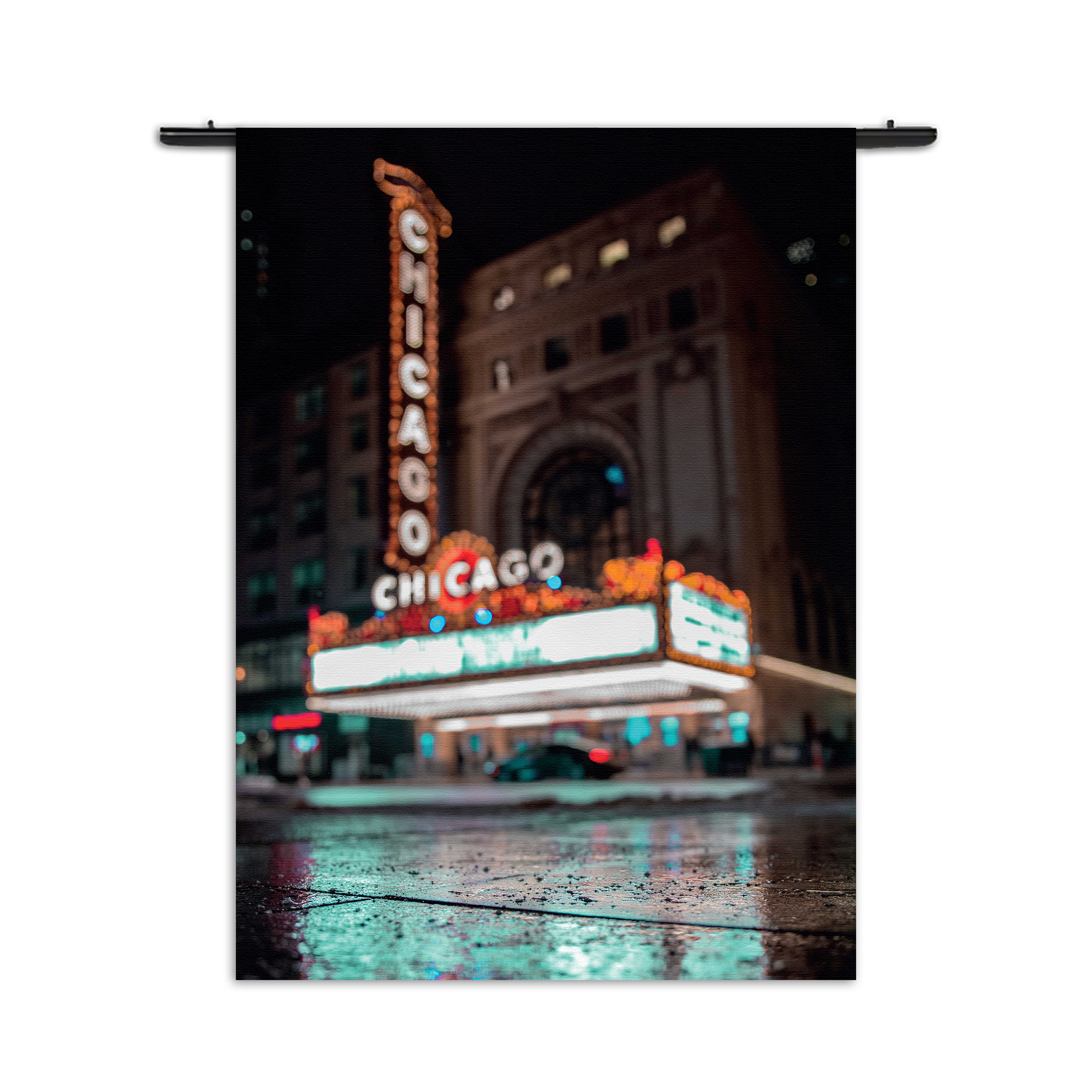 Wandkleed Chicago at Night Rechthoek Verticaal