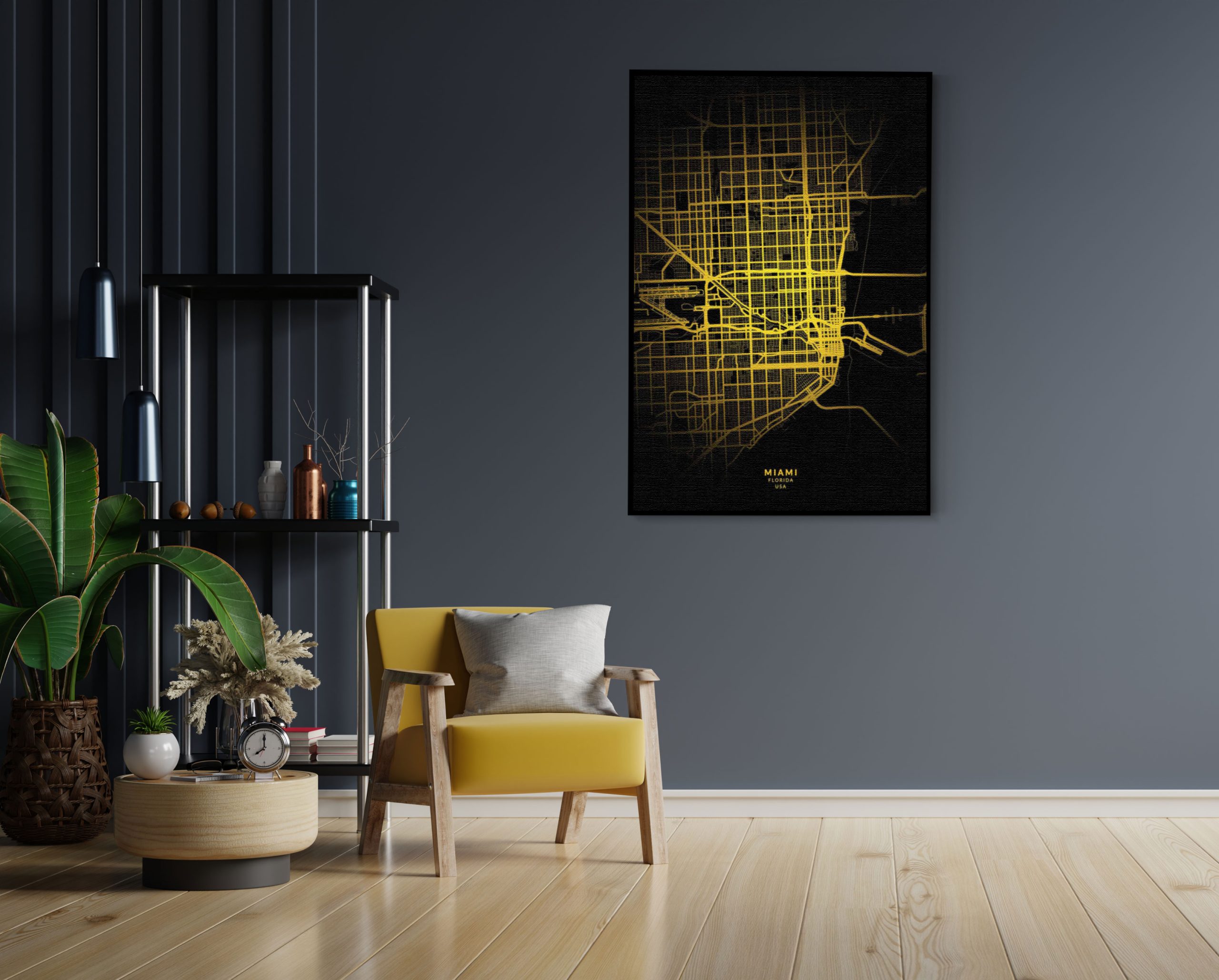 Akoestisch Schilderij Miami Plattegrond Zwart Geel Rechthoek Verticaal Template 50 70 Verticaal Steden 71 scaled 1