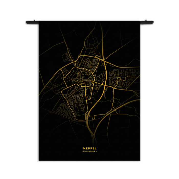 Wandkleed Meppel Plattegrond Zwart Geel Rechthoek Verticaal