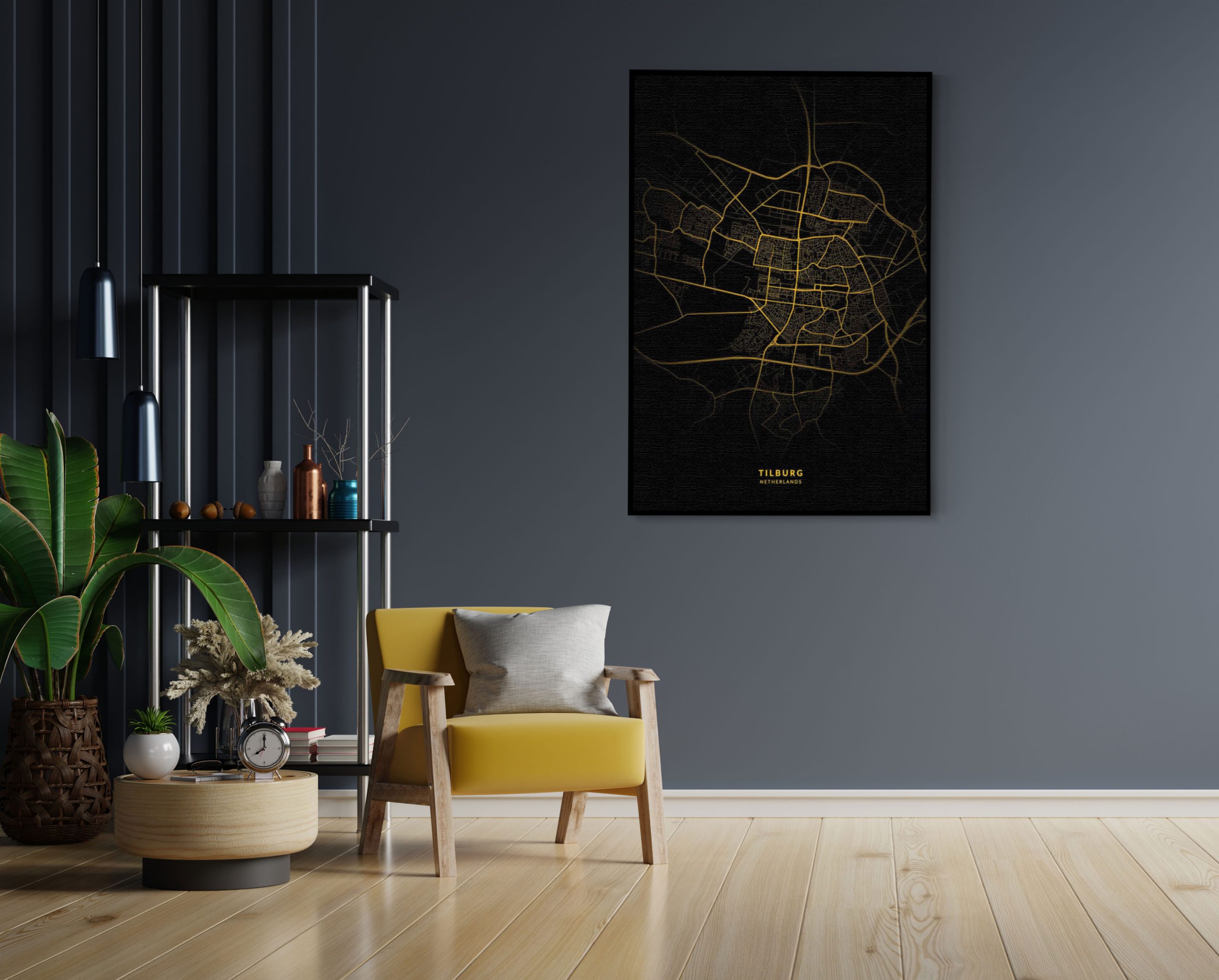 Akoestisch Schilderij Tilburg Plattegrond Zwart Geel Rechthoek Verticaal Template 50 70 Verticaal Steden 76 1 scaled 1