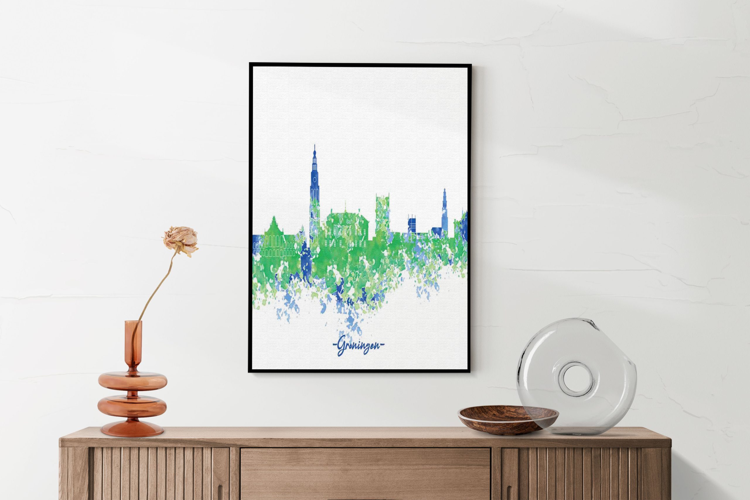 Akoestisch Schilderij Skyline Groningen Watercolor Paint Rechthoek Verticaal Template 50 70 Verticaal Steden 8 1 scaled 1
