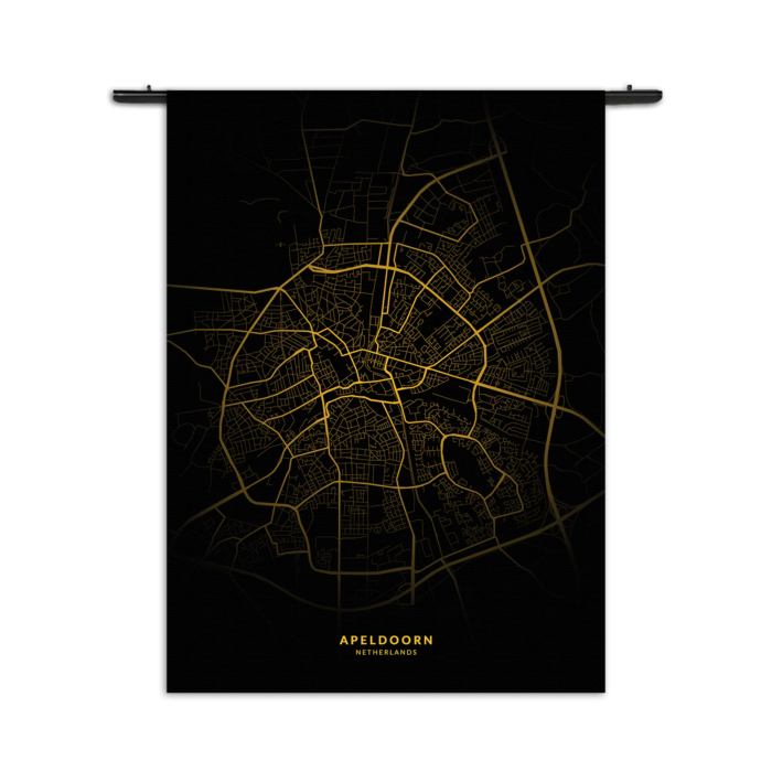 Wandkleed Apeldoorn Plattegrond Zwart Geel Rechthoek Verticaal