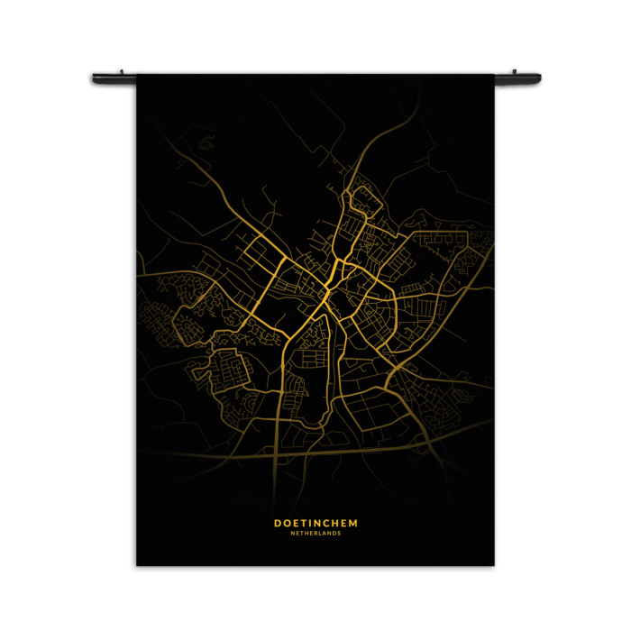 Wandkleed Doetinchem Plattegrond Zwart Geel Rechthoek Verticaal