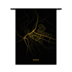 Wandkleed Hasselt Plattegrond Zwart Geel Rechthoek Verticaal