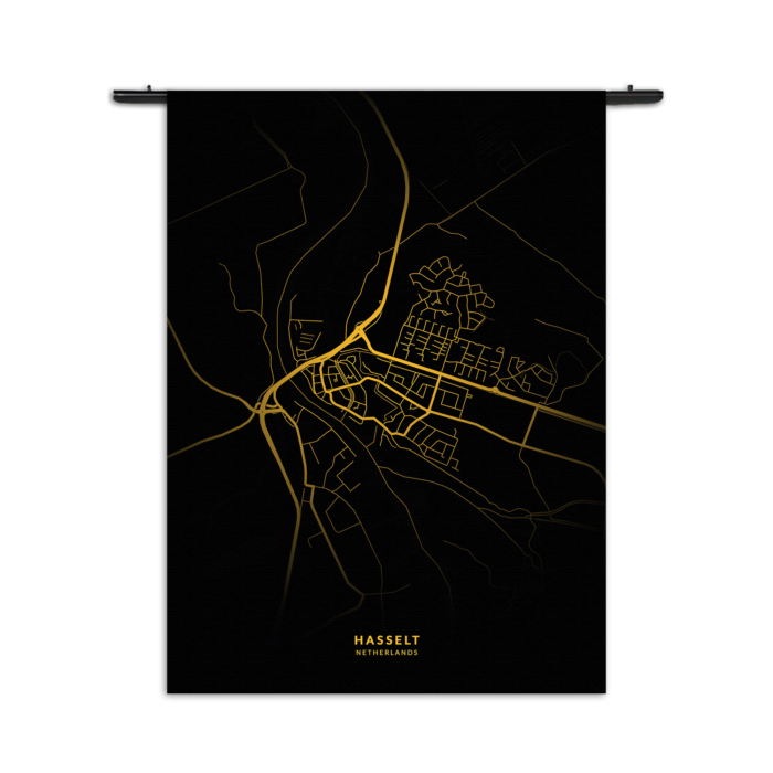 Wandkleed Hasselt Plattegrond Zwart Geel Rechthoek Verticaal